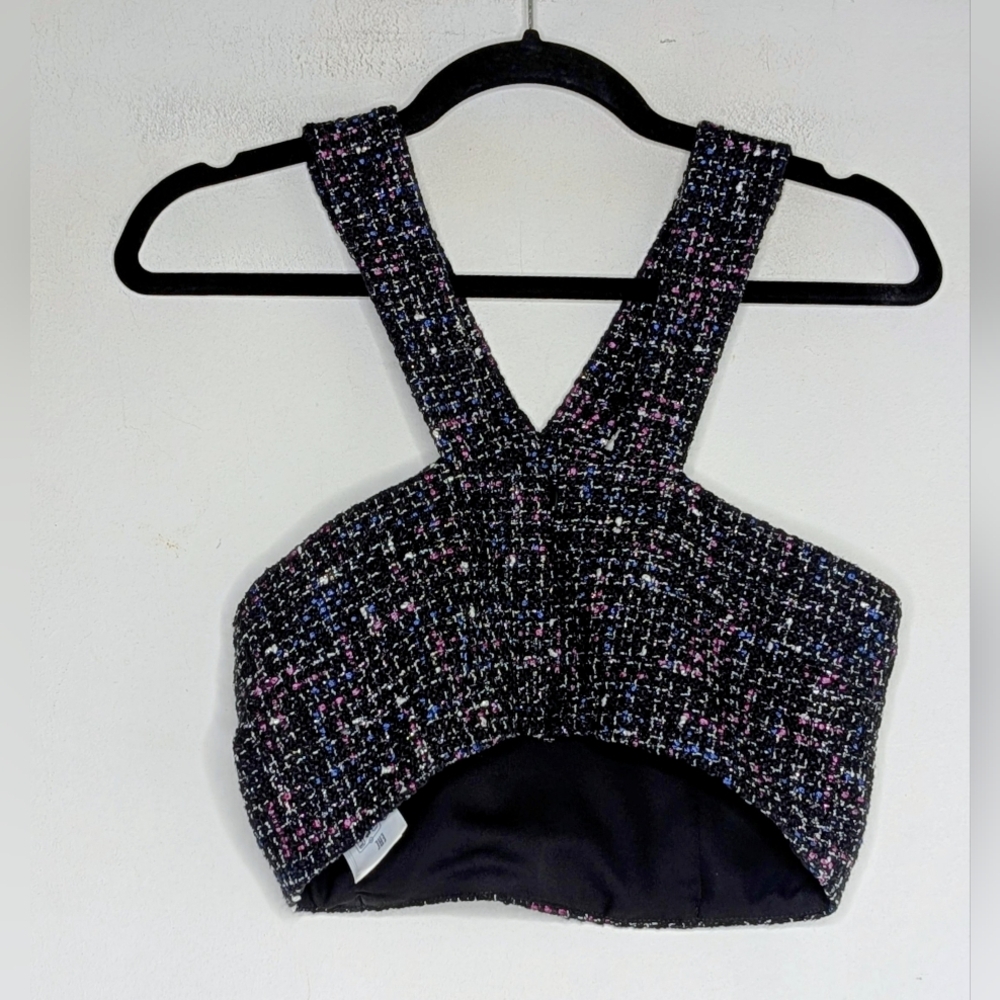 Sandro Womens Tweed Halter Top, Black Size 2 - Picture 4 of 6